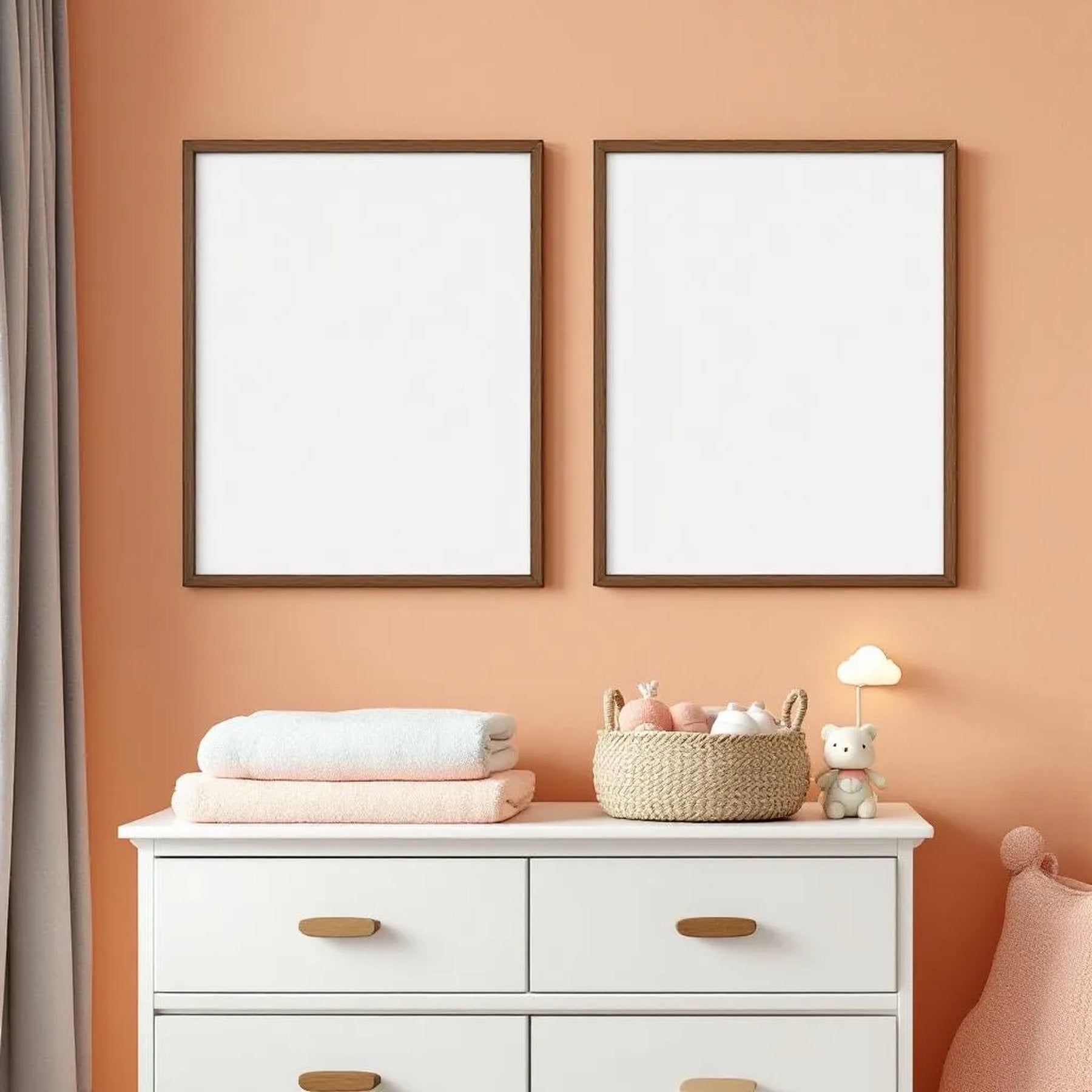 Nursery Professional Frame Mockup — Plain Square Frame Portrait 2:3 — Perspective View — #05201 | MockupBulk