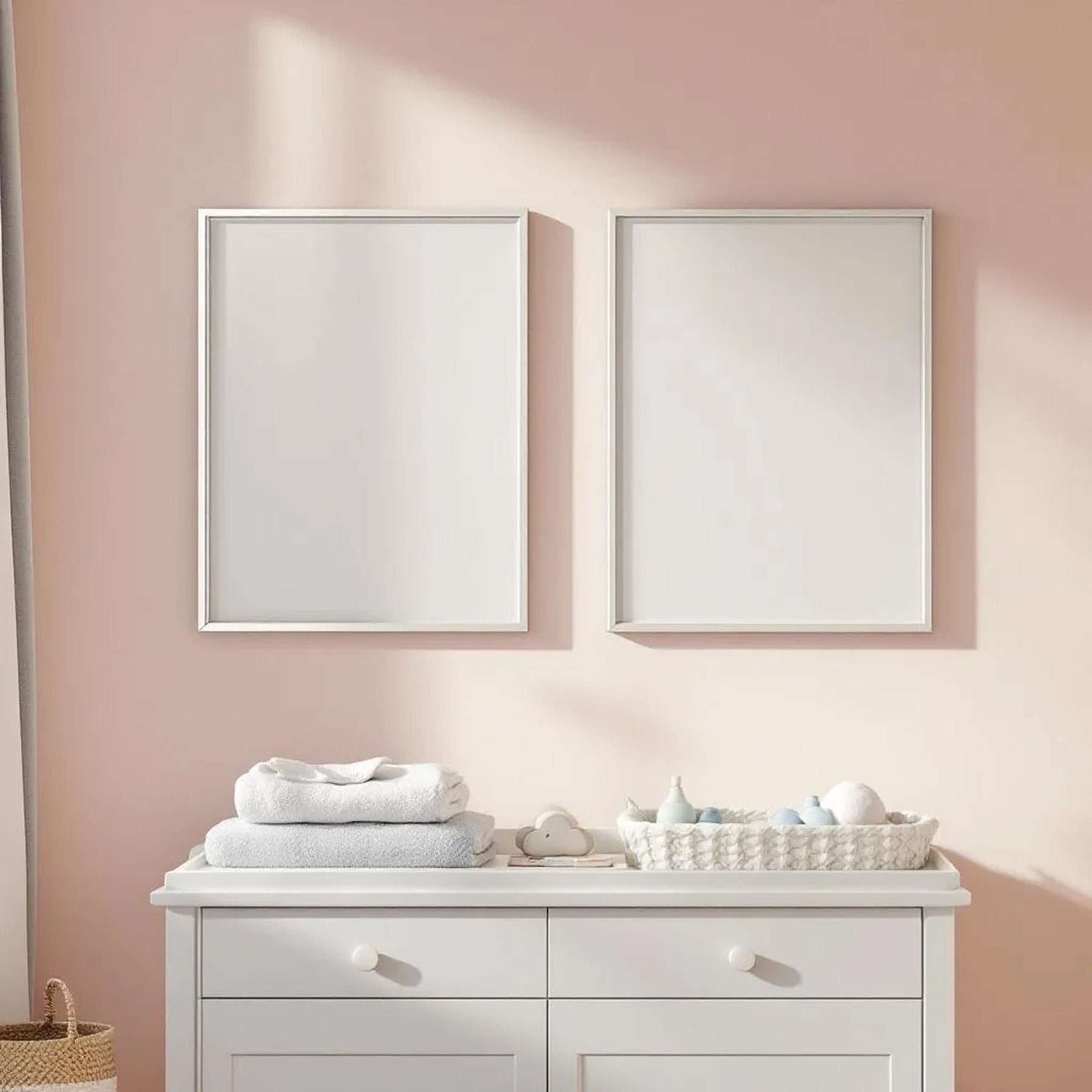 Nursery Lifestyle Frame Mockup — Plain Square Frame Portrait 4:5 — Perspective View — #05205 | MockupBulk