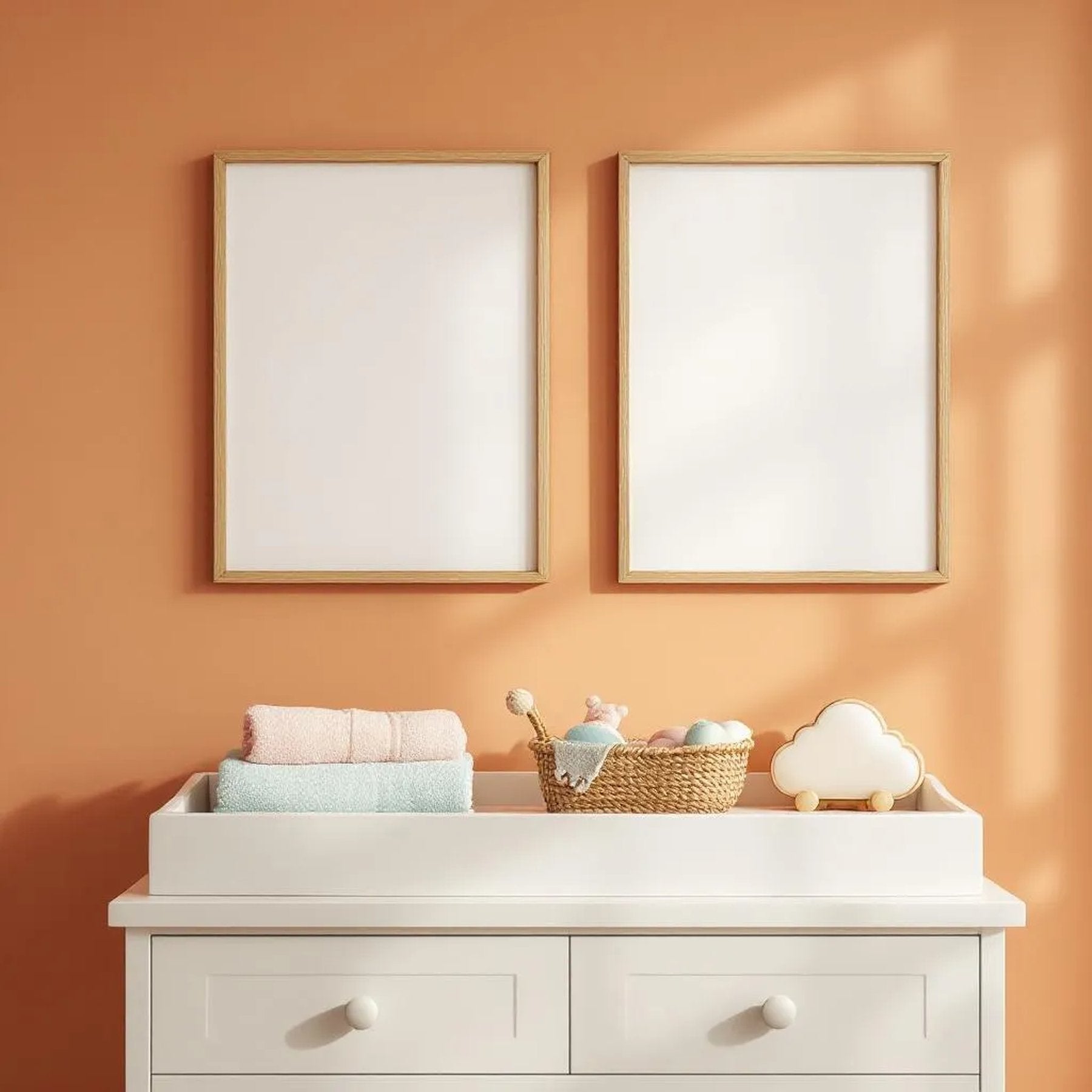 Nursery Editorial Room Mockup — Plain Square Frame Portrait 2:3 — Perspective View — #05208 | MockupBulk