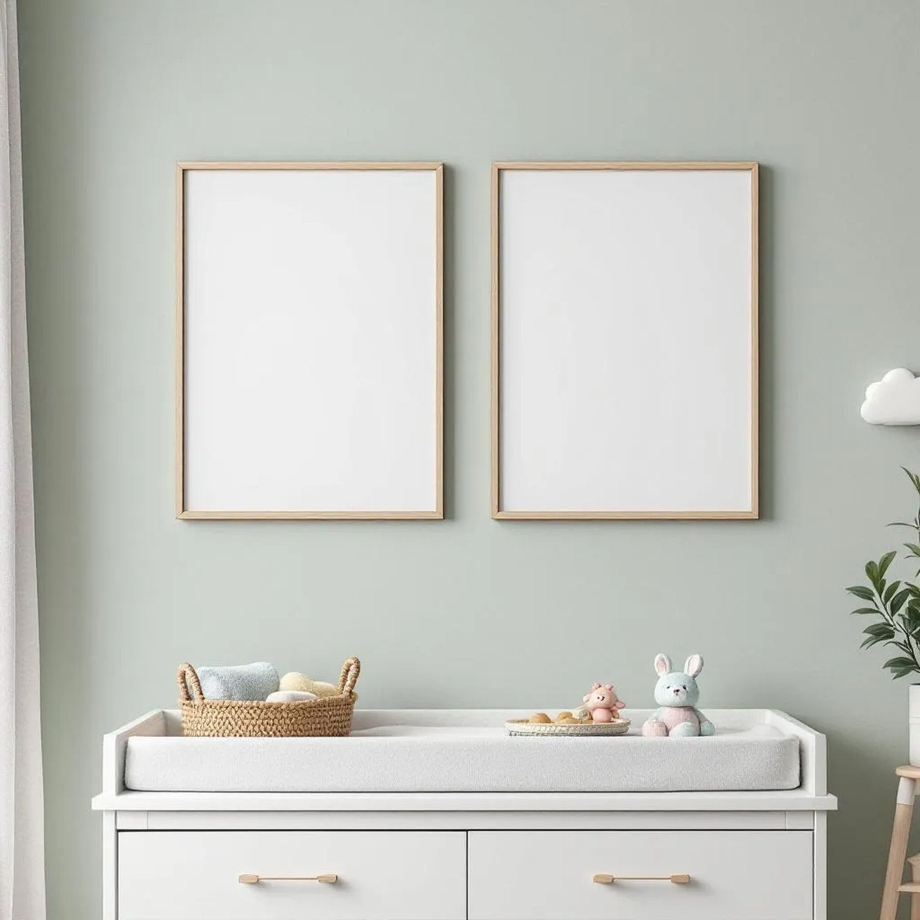 Nursery Premium Interior Mockup — Plain Square Frame Portrait 2:3 — Perspective View — #05209 | MockupBulk