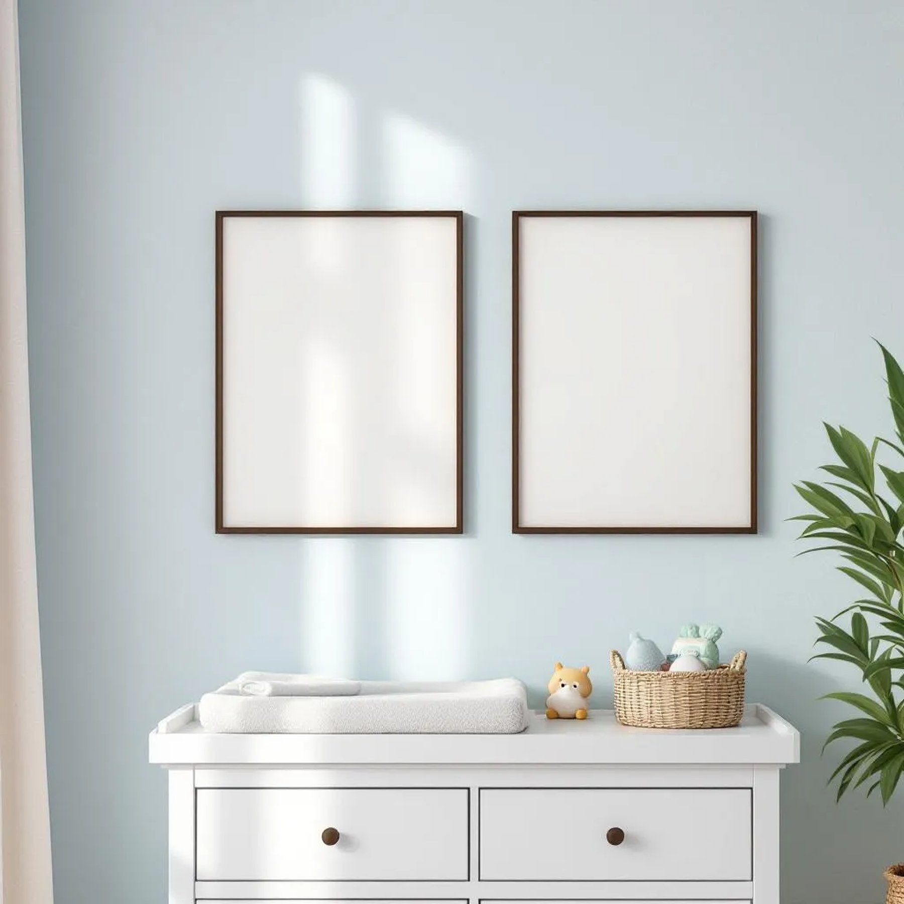 Nursery Premium Interior Mockup — Plain Square Frame Portrait 2:3 — Perspective View — #05211 | MockupBulk