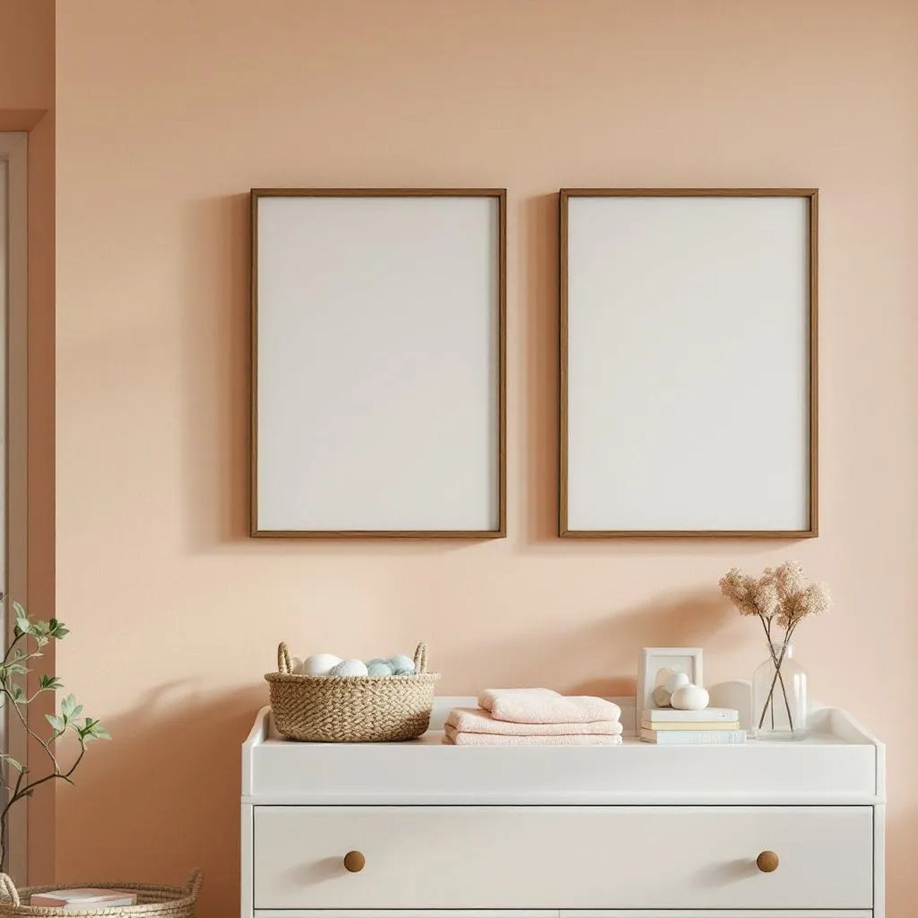 Nursery Lifestyle Frame Mockup — Plain Square Frame Portrait 2:3 — Perspective View — #05212 | MockupBulk