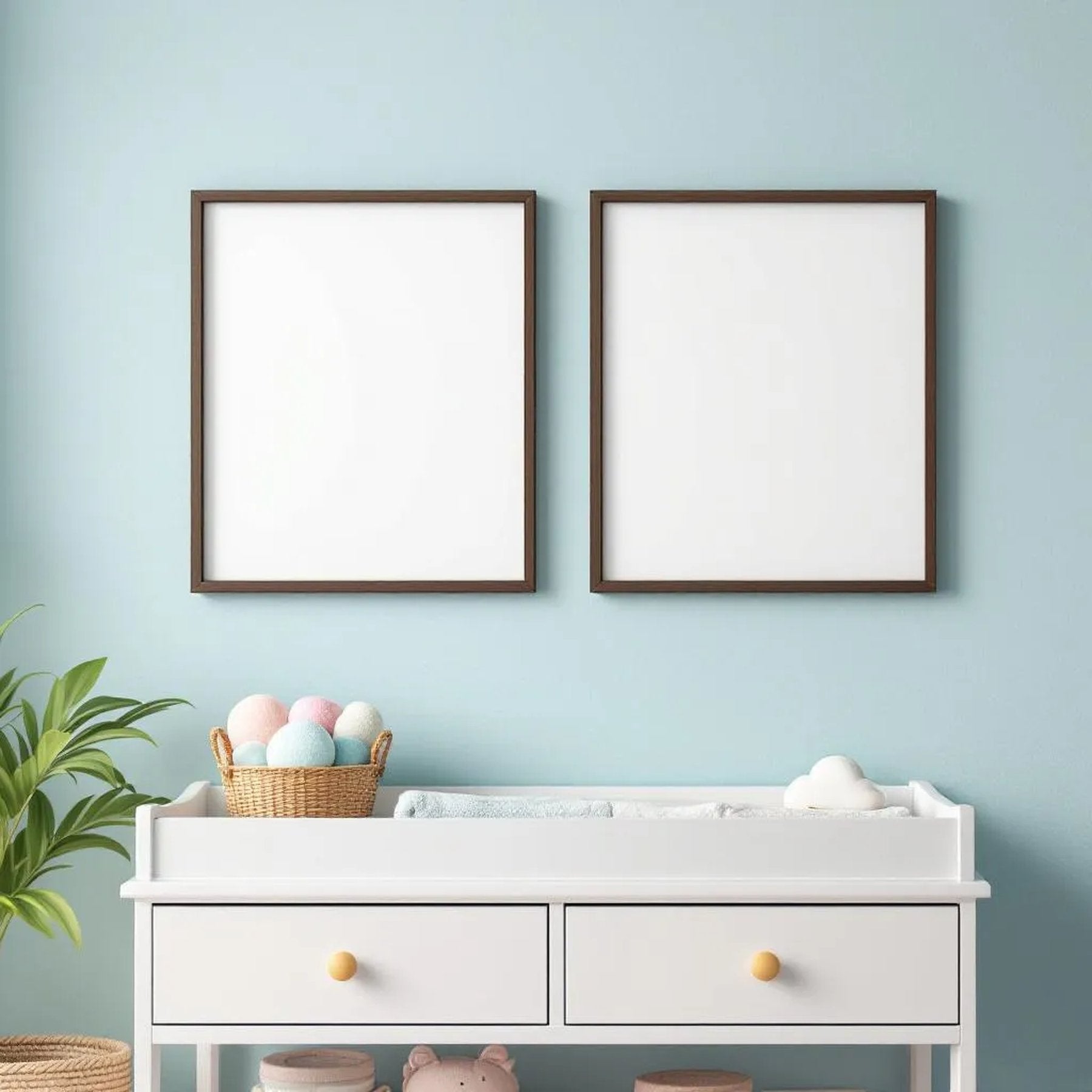 Nursery Lifestyle Frame Mockup — Plain Square Frame Square 1:1 — Perspective View — #05213 | MockupBulk