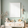 Nursery Room Scene Mockup — Plain Square Frame Portrait 4:5 — Perspective View — #05313 | MockupBulk
