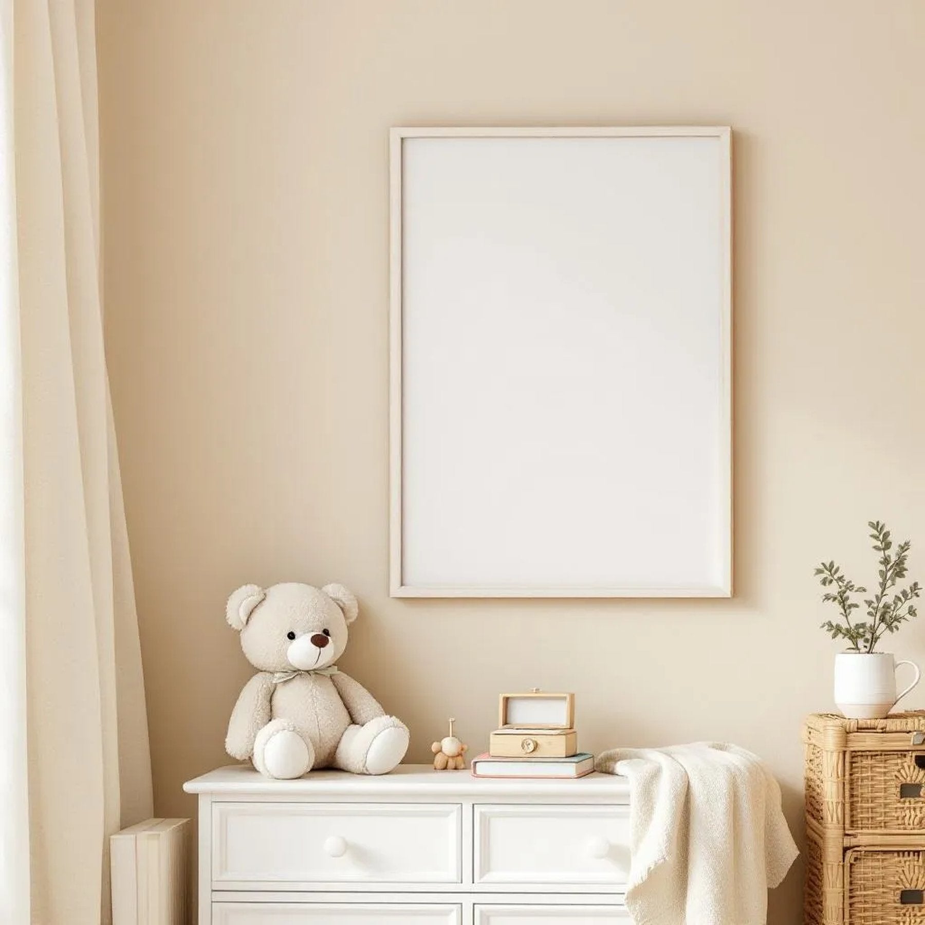 Nursery Frame Display Mockup — Plain Square Frame Portrait 2:3 — Perspective View — #05314 | MockupBulk