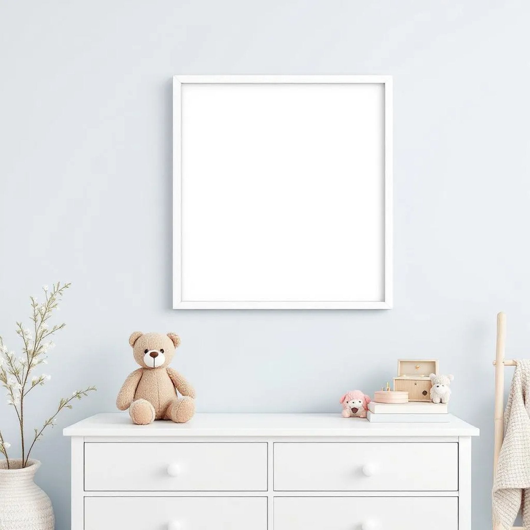 Nursery Styled Room Mockup — Plain Square Frame Square 1:1 — Perspective View — #05315 | MockupBulk
