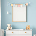 Nursery Wall Art Mockup — Plain Square Frame Landscape 11x14 — Perspective View — #05317 | MockupBulk