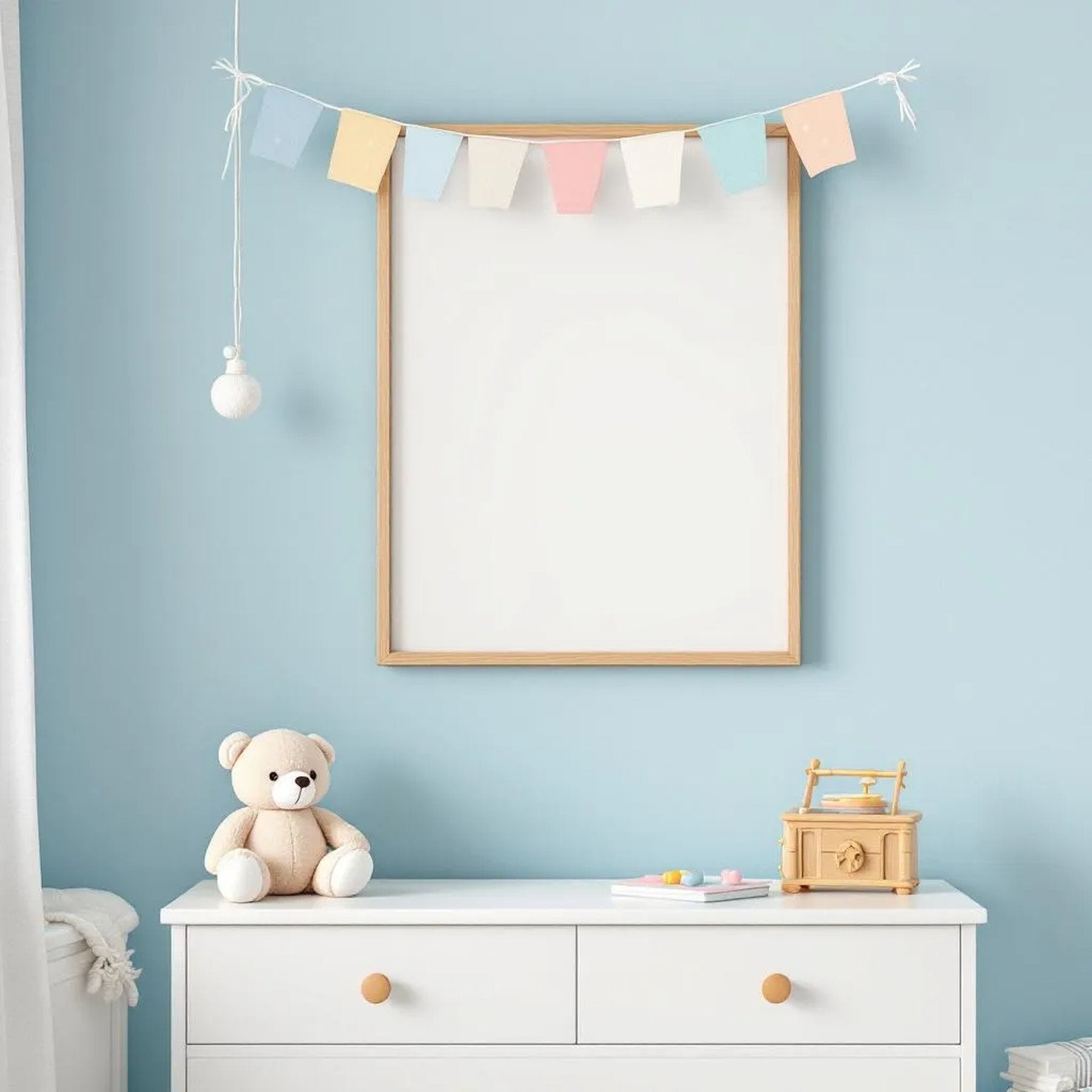 Nursery Wall Art Mockup — Plain Square Frame Landscape 11x14 — Perspective View — #05317 | MockupBulk