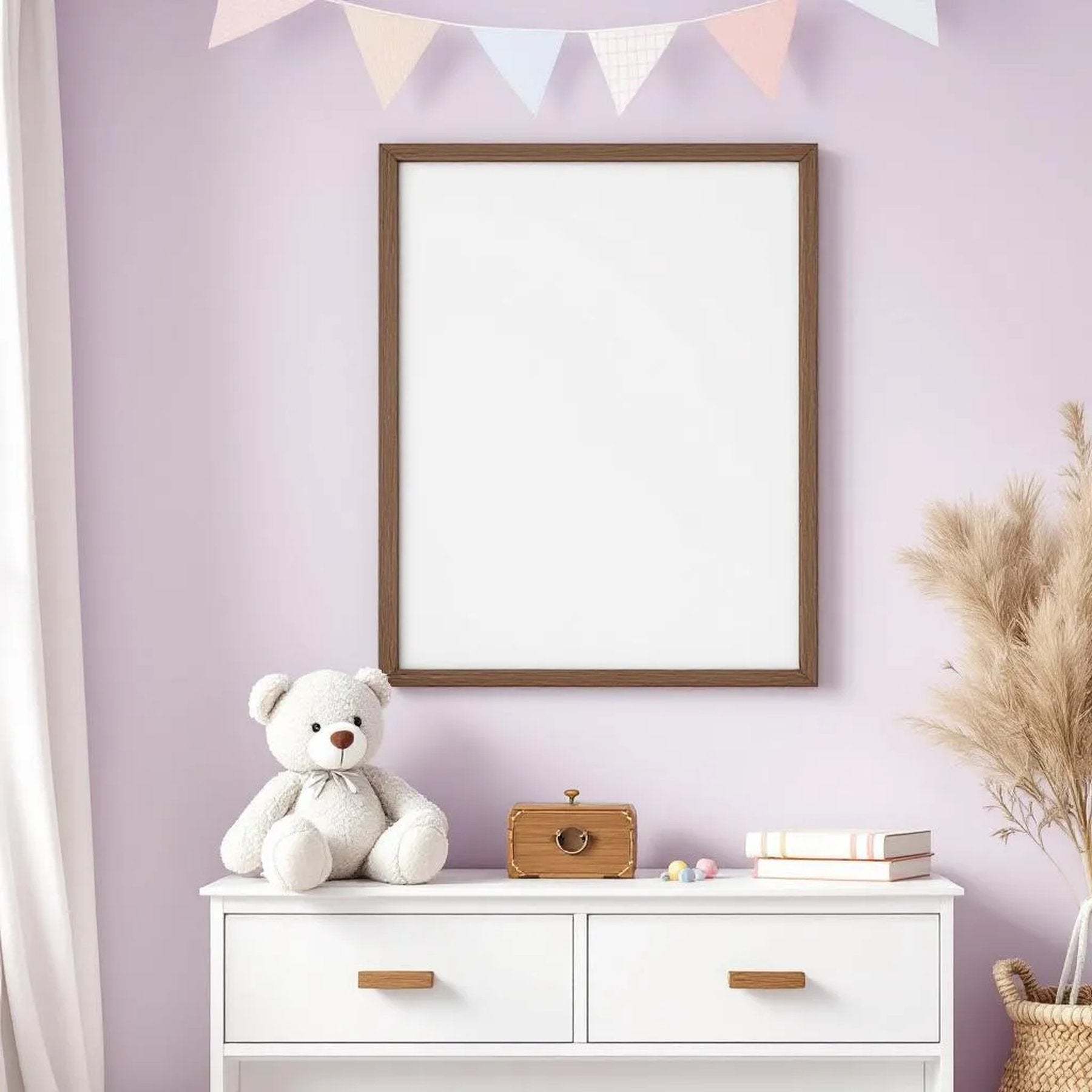 Nursery High-Res Frame Mockup — Plain Square Frame Landscape 11x14 — Perspective View — #05319 | MockupBulk