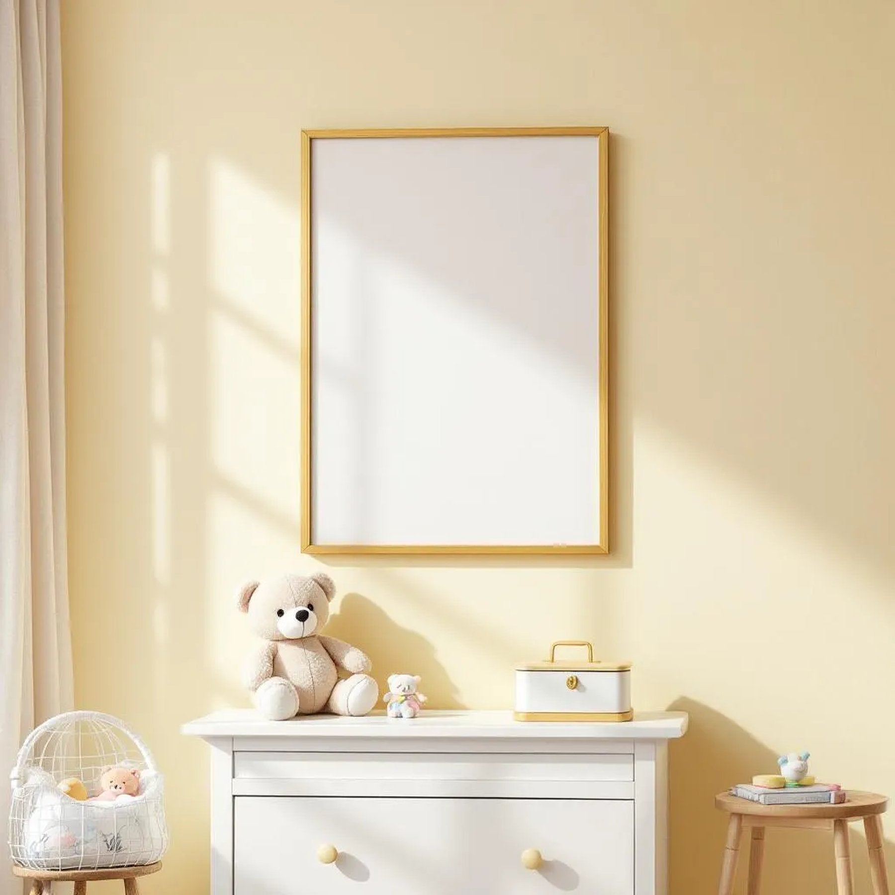 Nursery Interior Frame Mockup — Plain Square Frame Square 1:1 — Perspective View — #05323 | MockupBulk