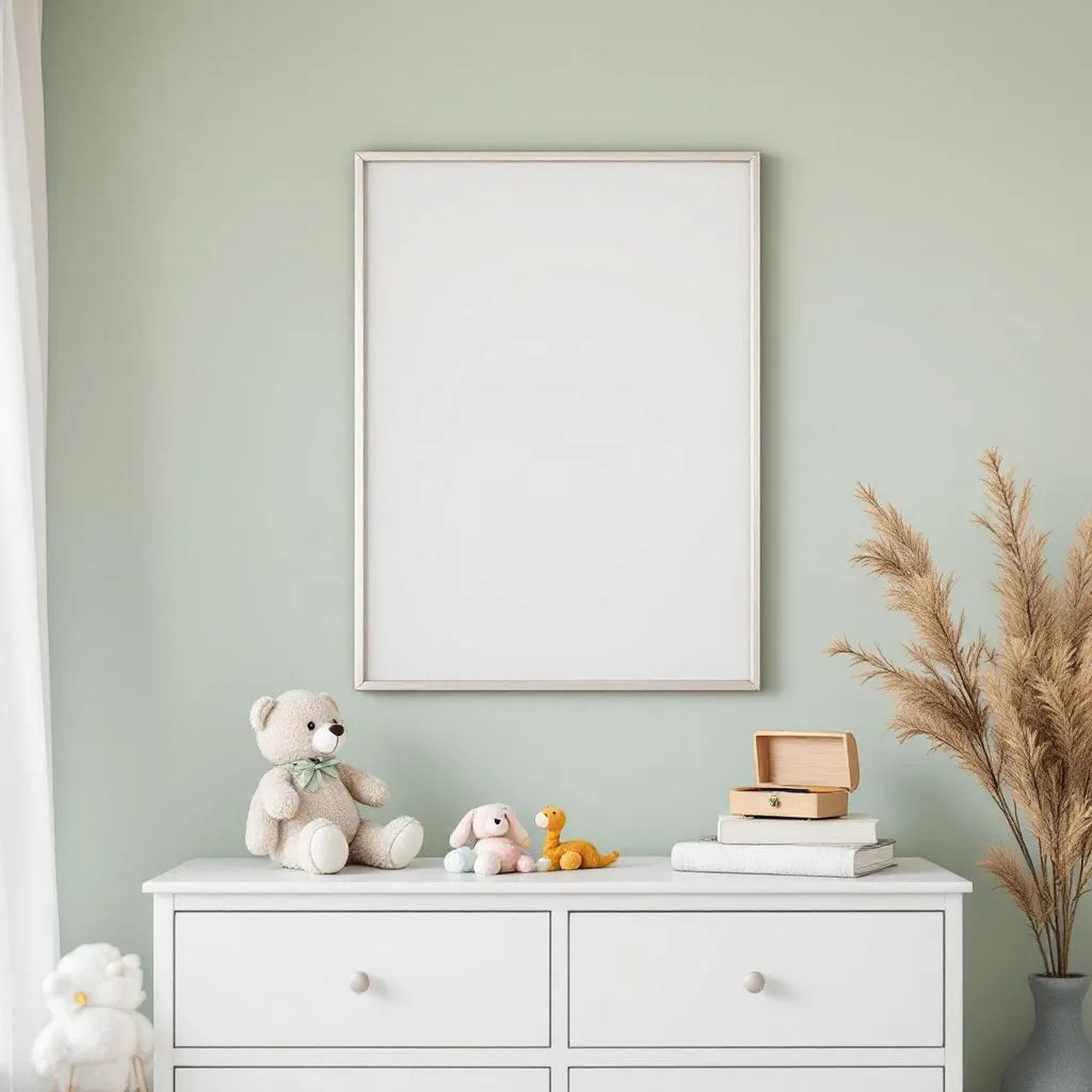 Nursery Frame Display Mockup — Plain Square Frame Portrait 4:5 — Perspective View — #05326 | MockupBulk