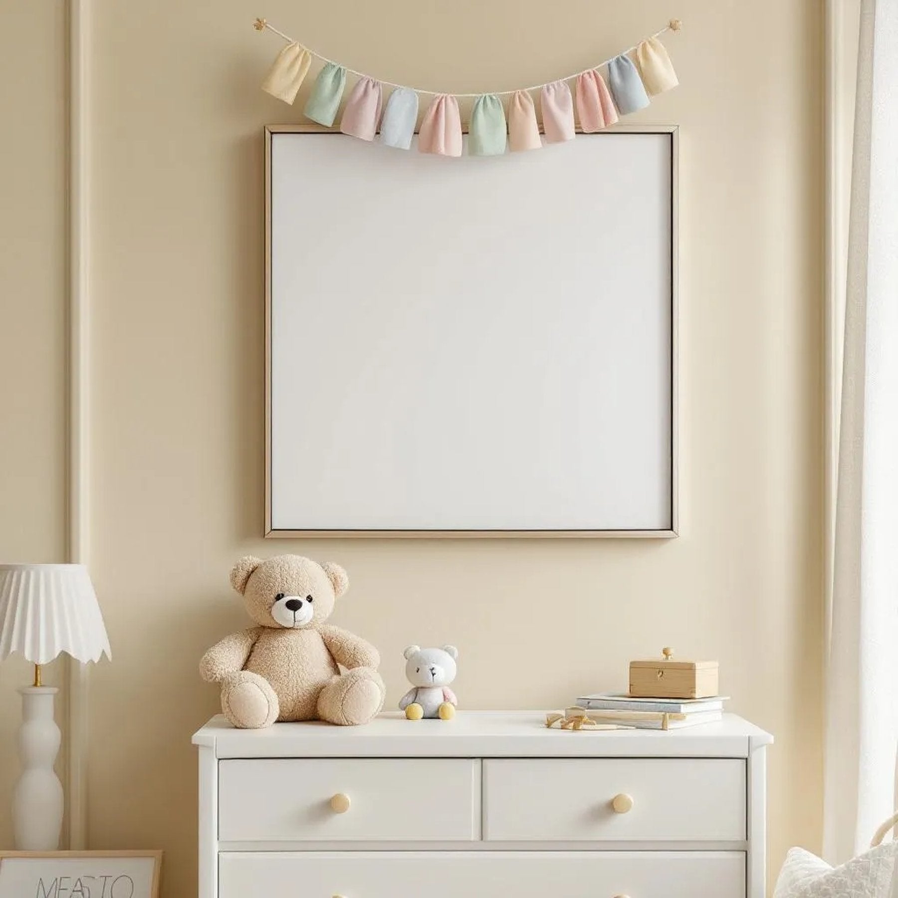 Nursery Editorial Room Mockup — Plain Square Frame Portrait 2:3 — Perspective View — #05327 | MockupBulk