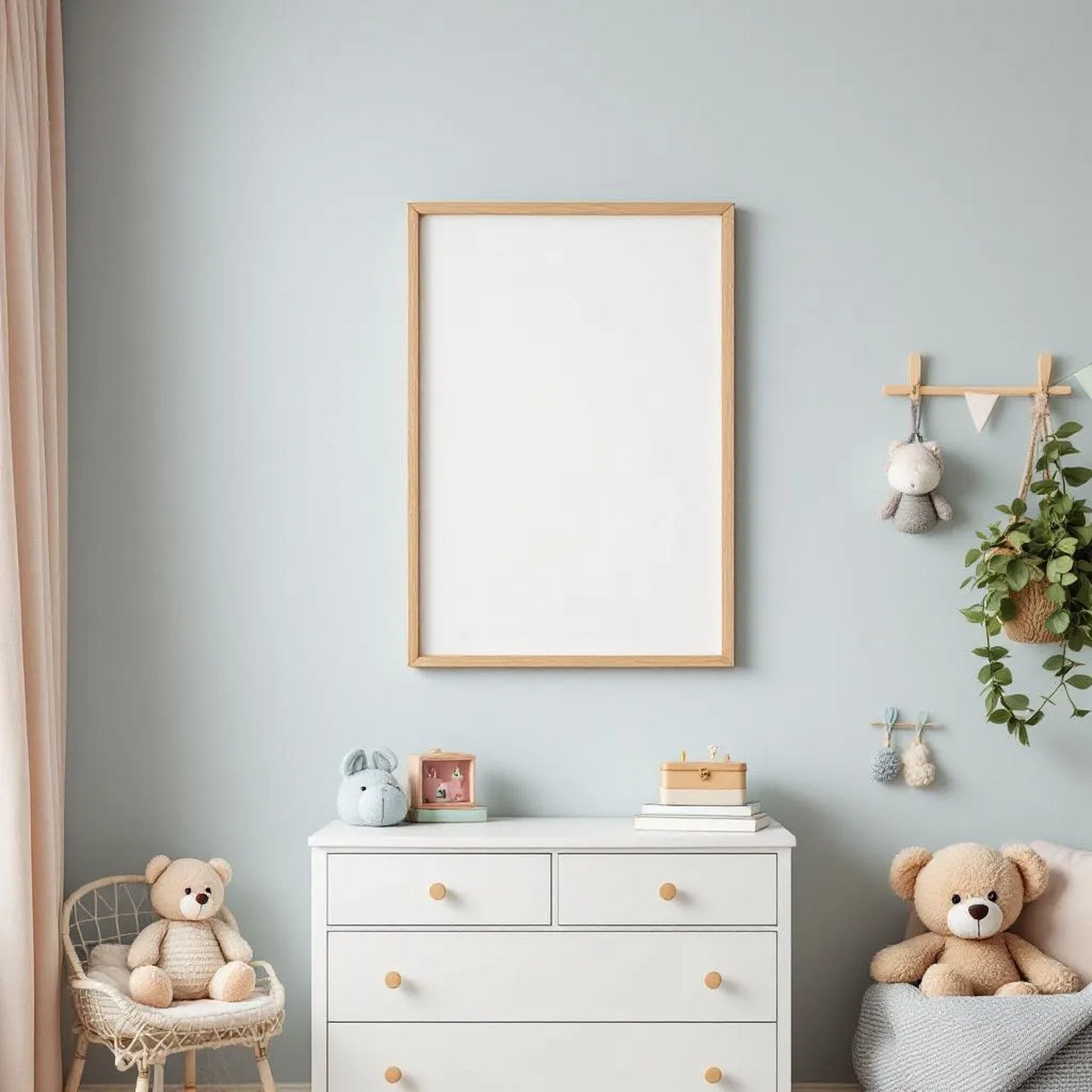 Nursery Premium Interior Mockup — Plain Square Frame Portrait 2:3 — Perspective View — #05328 | MockupBulk