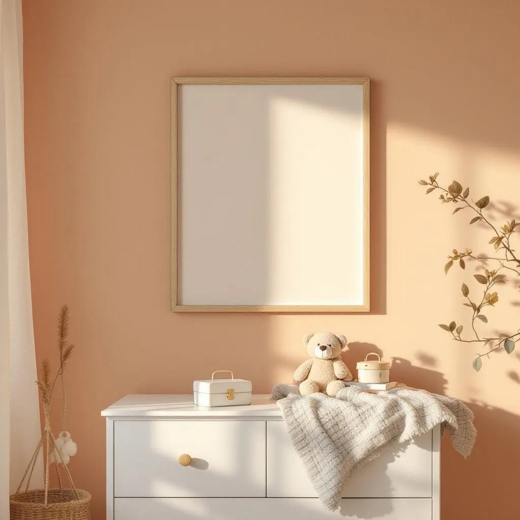 Nursery Premium Interior Mockup — Plain Square Frame Portrait 2:3 — Perspective View — #05329 | MockupBulk