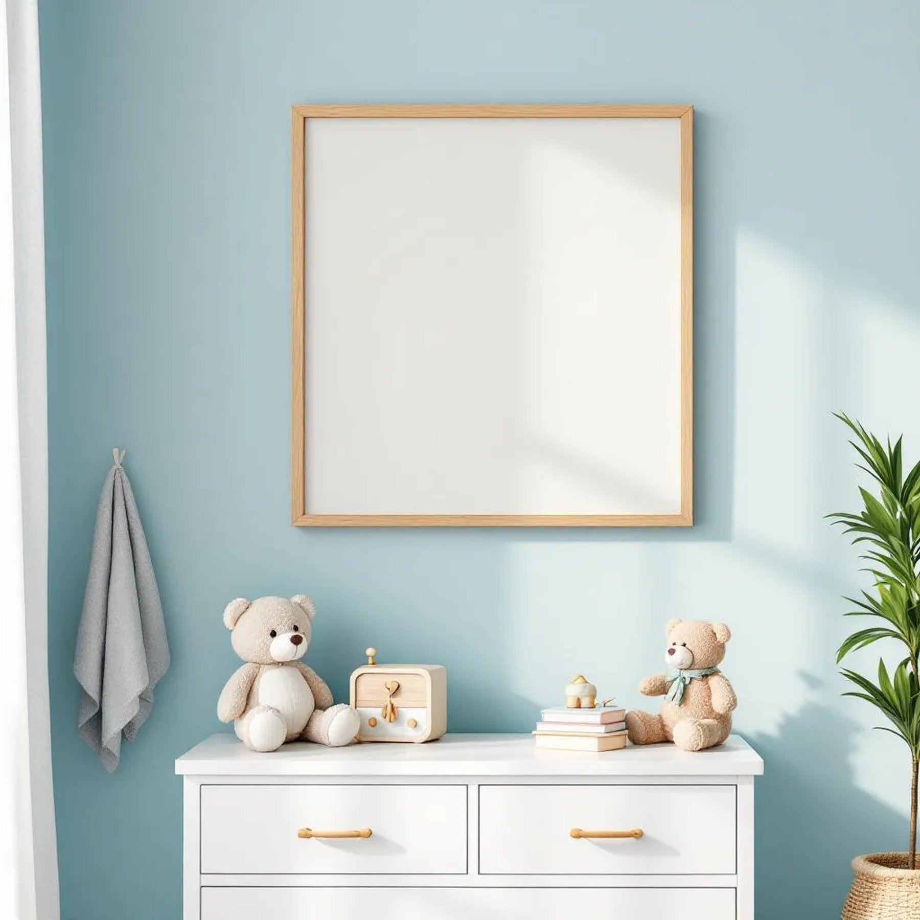 Nursery Interior Frame Mockup — Plain Square Frame Landscape 11x14 — Perspective View — #05330 | MockupBulk