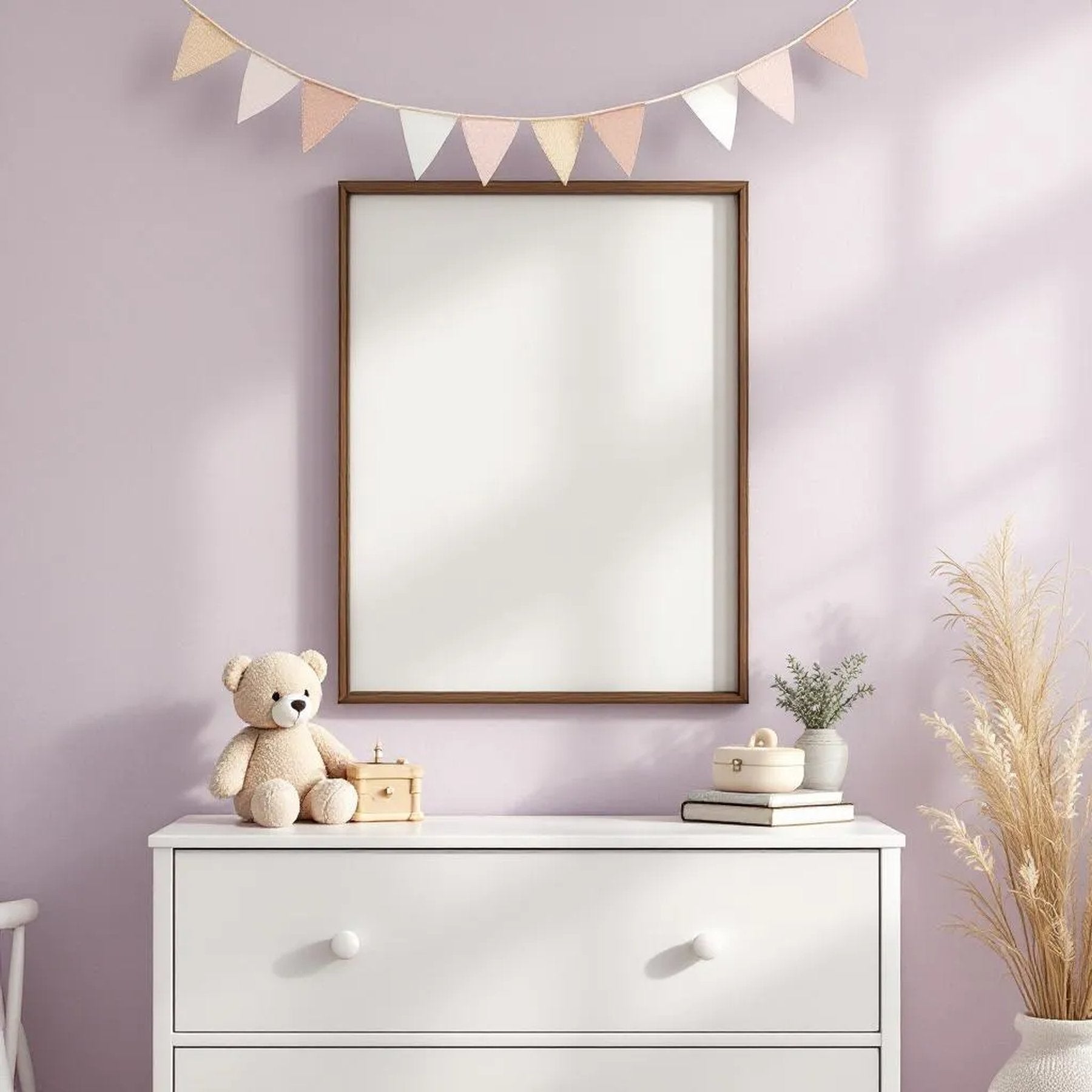 Nursery Editorial Room Mockup — Plain Square Frame Portrait 2:3 — Perspective View — #05332 | MockupBulk