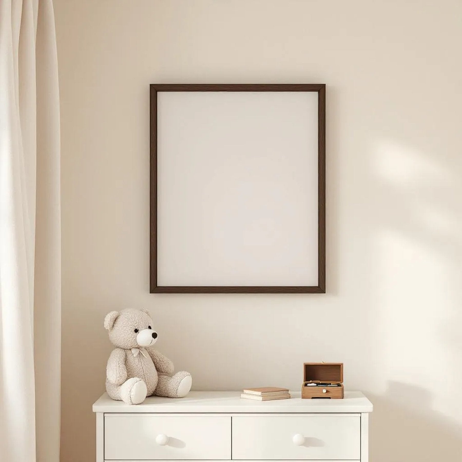 Nursery Wall Art Mockup — Plain Square Frame Landscape 11x14 — Perspective View — #05333 | MockupBulk
