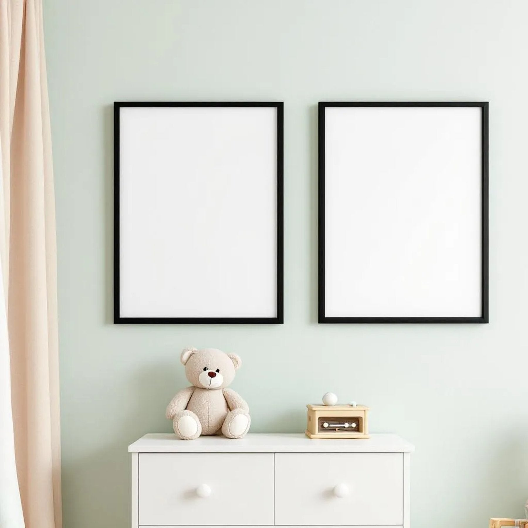 Nursery Editorial Room Mockup — Plain Square Frame Landscape 11x14 — Perspective View — #05334 | MockupBulk