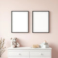 Nursery Room Scene Mockup — Plain Square Frame Portrait 4:5 — Perspective View — #05335 | MockupBulk