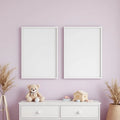 Nursery Wall Art Mockup — Plain Square Frame Portrait 2:3 — Perspective View — #05337 | MockupBulk