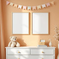 Nursery Lifestyle Frame Mockup — Plain Square Frame Portrait 4:5 — Perspective View — #05338 | MockupBulk