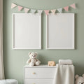 Nursery Styled Room Mockup — Plain Square Frame Portrait 2:3 — Perspective View — #05339 | MockupBulk