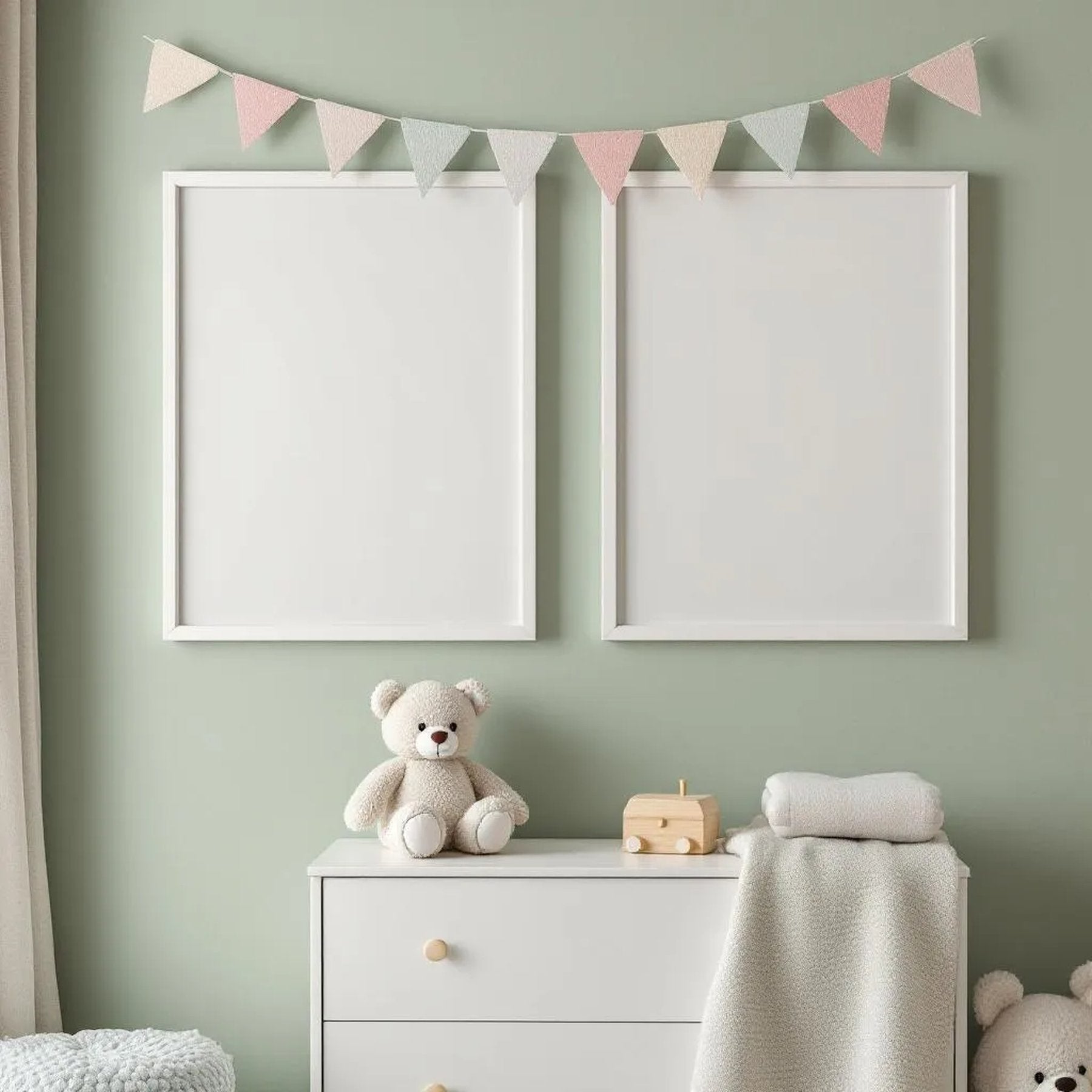 Nursery Styled Room Mockup — Plain Square Frame Portrait 2:3 — Perspective View — #05339 | MockupBulk