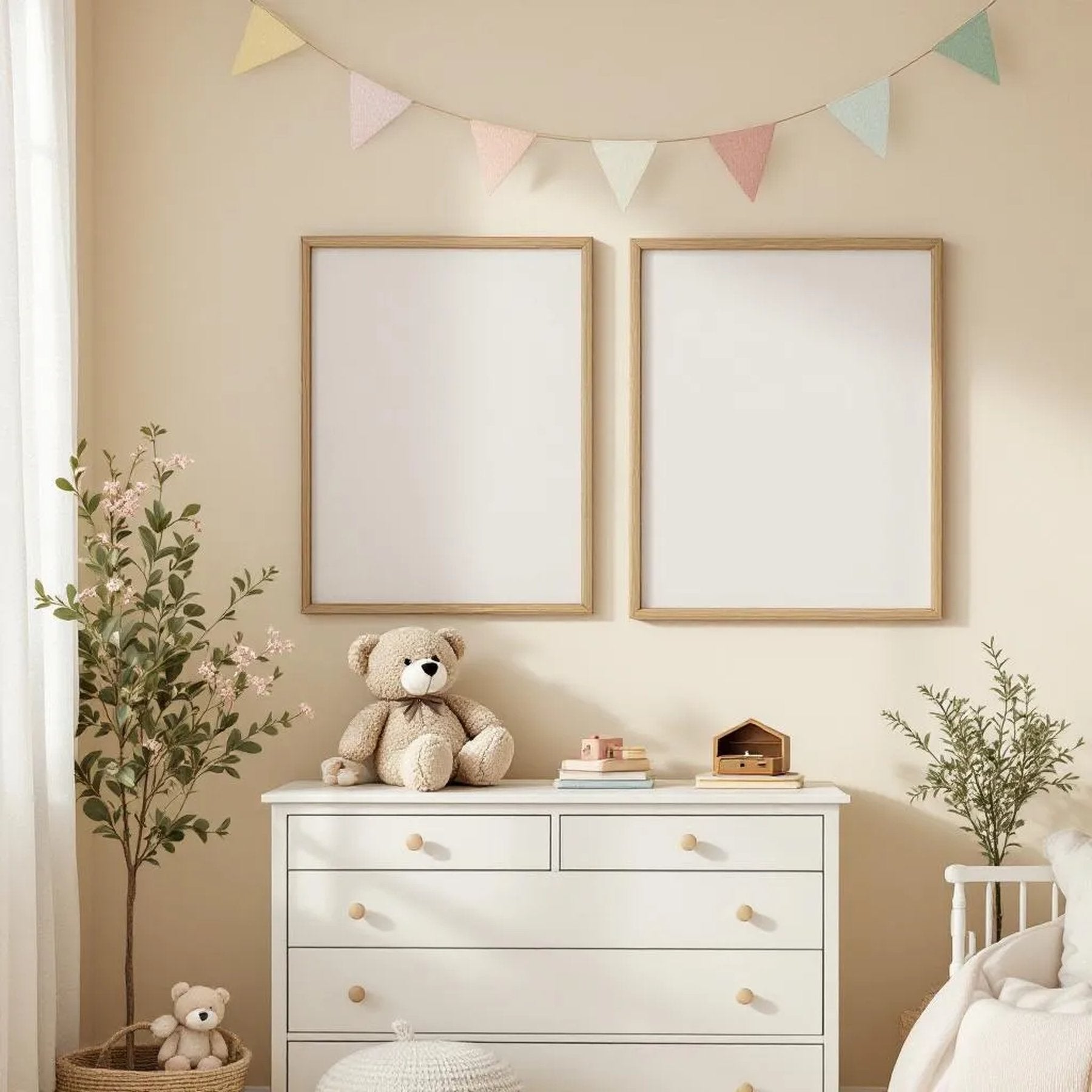 Nursery High-Res Frame Mockup — Plain Square Frame Portrait 2:3 — Perspective View — #05340 | MockupBulk