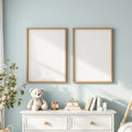 Nursery Room Scene Mockup — Plain Square Frame Portrait 4:5 — Perspective View — #05341 | MockupBulk