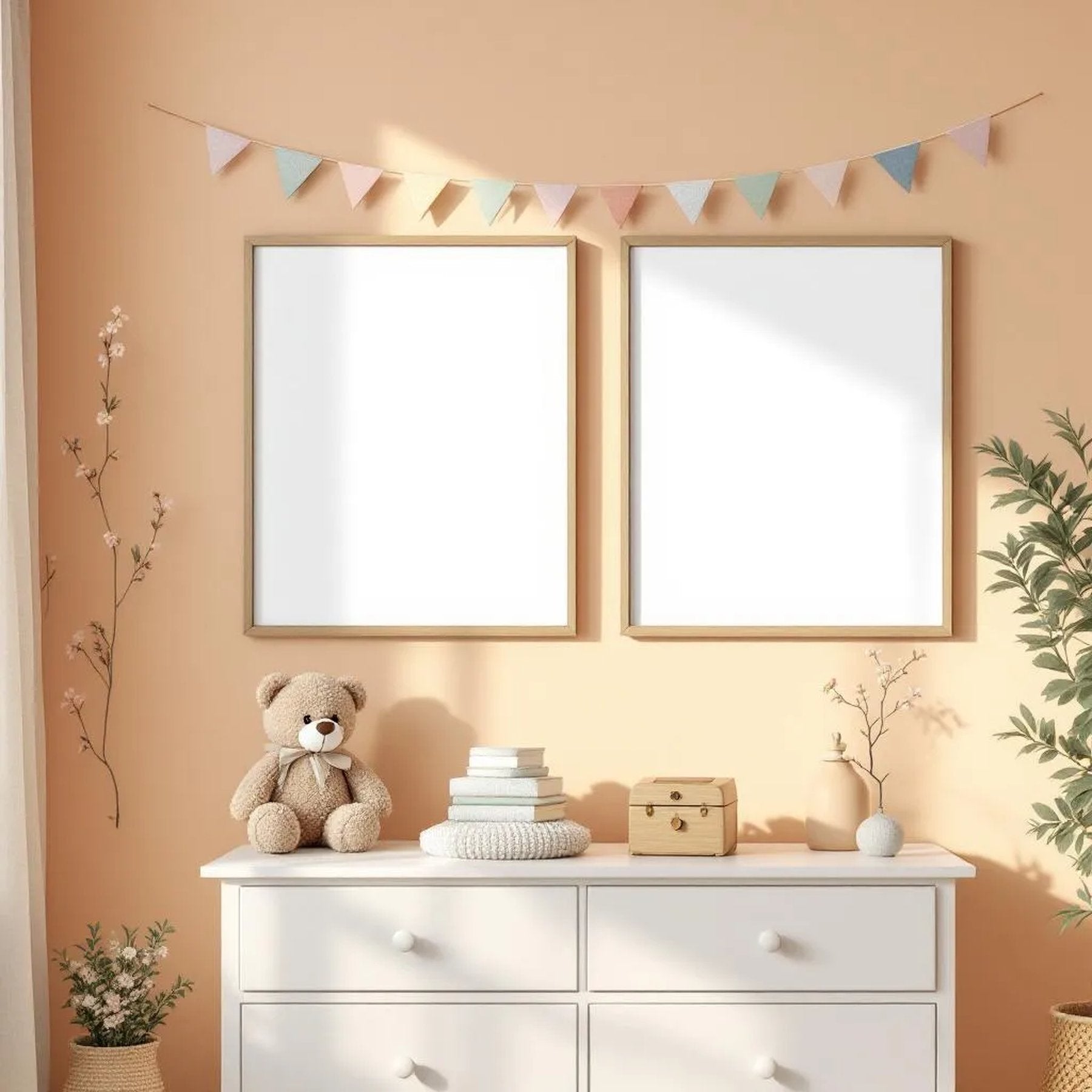 Nursery Lifestyle Frame Mockup — Plain Square Frame Square 1:1 — Perspective View — #05342 | MockupBulk