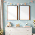 Nursery Interior Frame Mockup — Plain Square Frame Portrait 4:5 — Perspective View — #05343 | MockupBulk