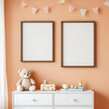 Nursery Editorial Room Mockup — Plain Square Frame Portrait 2:3 — Perspective View — #05344 | MockupBulk