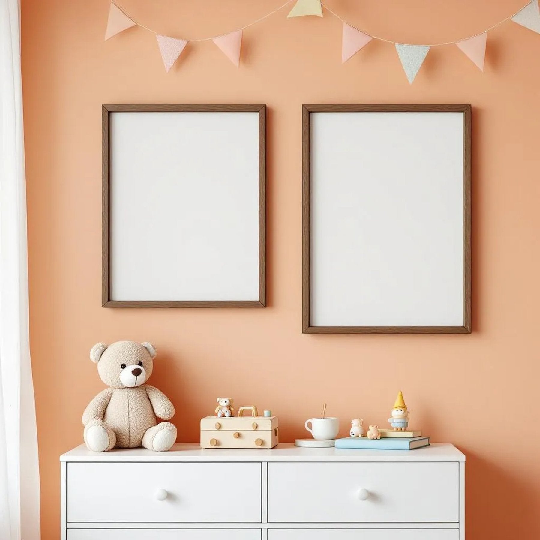 Nursery Editorial Room Mockup — Plain Square Frame Portrait 2:3 — Perspective View — #05344 | MockupBulk