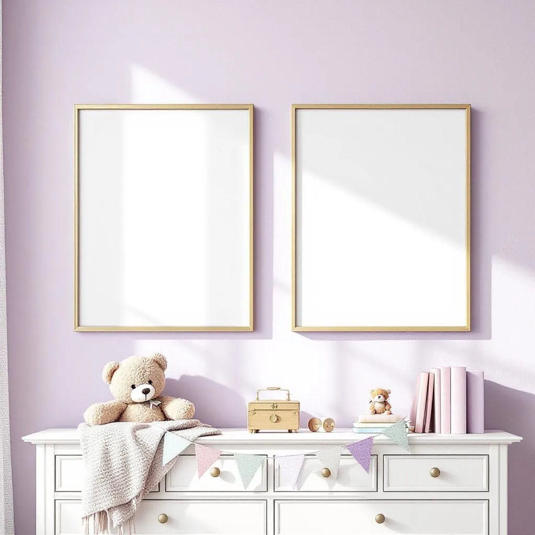 Nursery Interior Frame Mockup — Plain Square Frame Portrait 4:5 — Perspective View — #05350 | MockupBulk