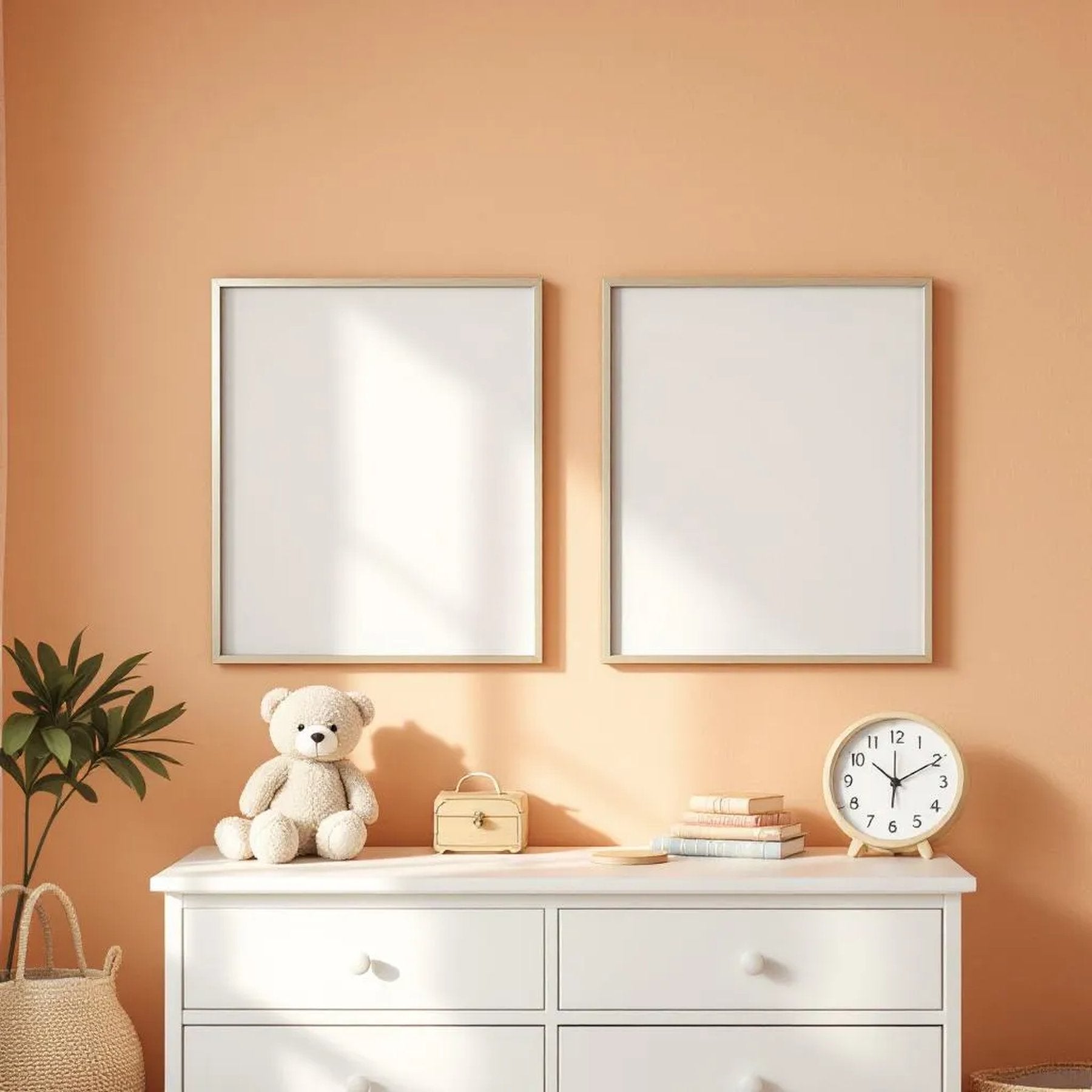 Nursery Interior Frame Mockup — Plain Square Frame Square 1:1 — Perspective View — #05351 | MockupBulk