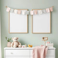 Nursery Lifestyle Frame Mockup — Plain Square Frame Portrait 2:3 — Perspective View — #05352 | MockupBulk