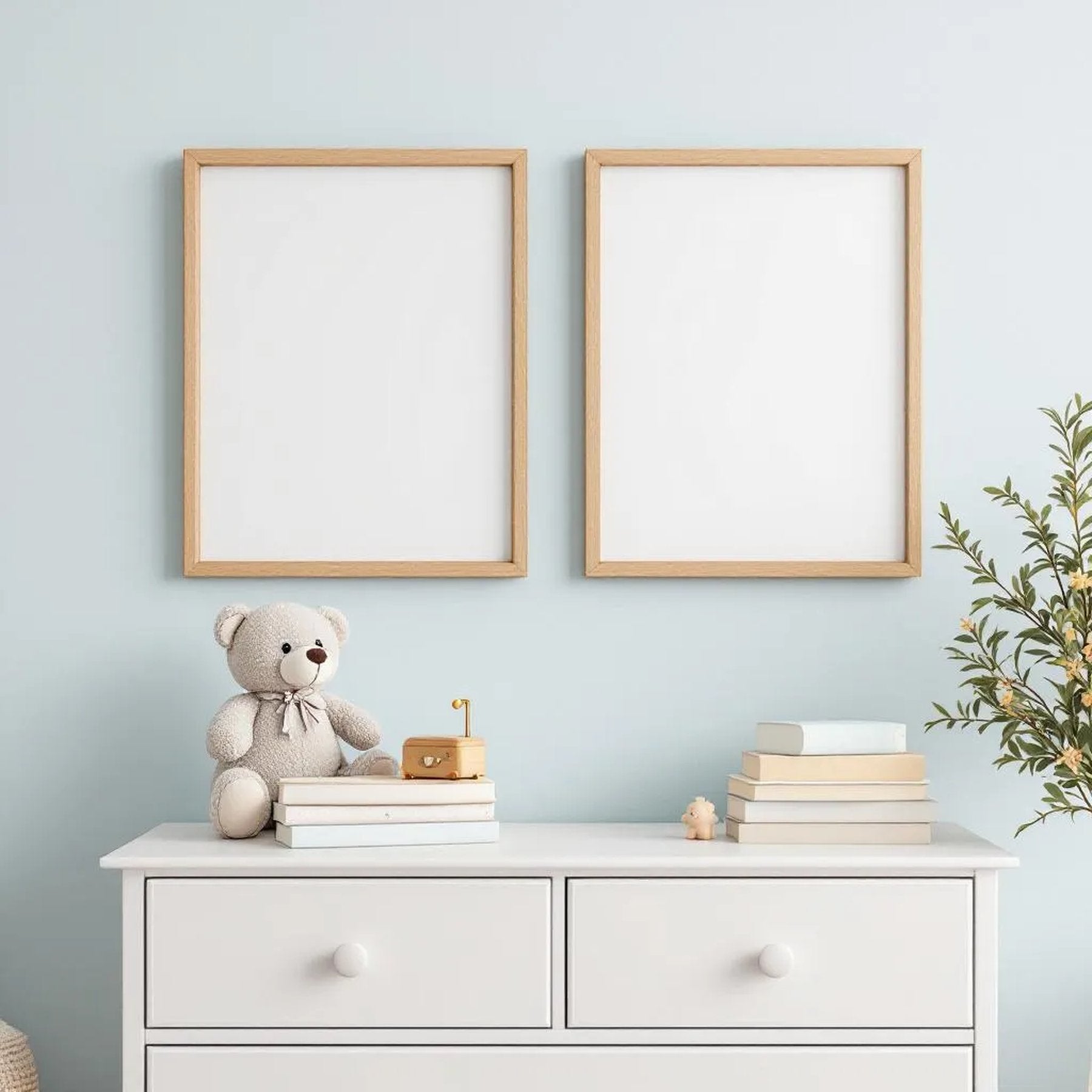 Nursery High-Res Frame Mockup — Plain Square Frame Portrait 4:5 — Perspective View — #05354 | MockupBulk