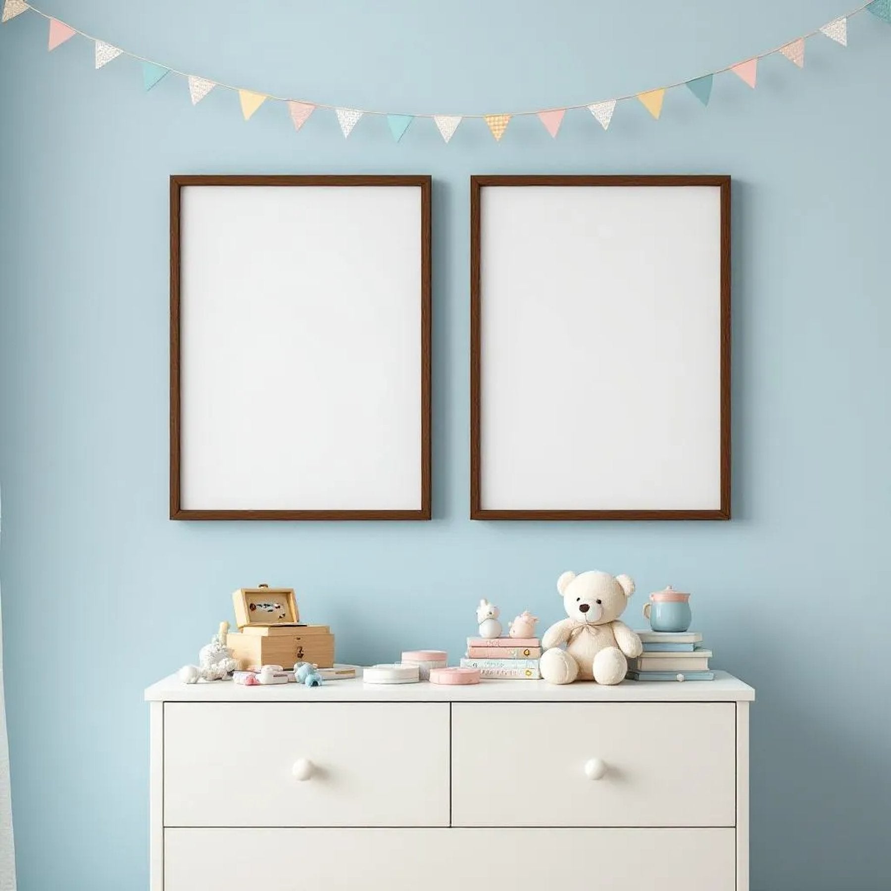 Nursery Interior Frame Mockup — Plain Square Frame Landscape 11x14 — Perspective View — #05356 | MockupBulk