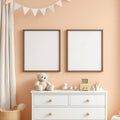Nursery Lifestyle Frame Mockup — Plain Square Frame Square 1:1 — Perspective View — #05357 | MockupBulk