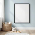Nursery Interior Frame Mockup — Plain Square Frame Portrait 2:3 — Perspective View — #05263 | MockupBulk