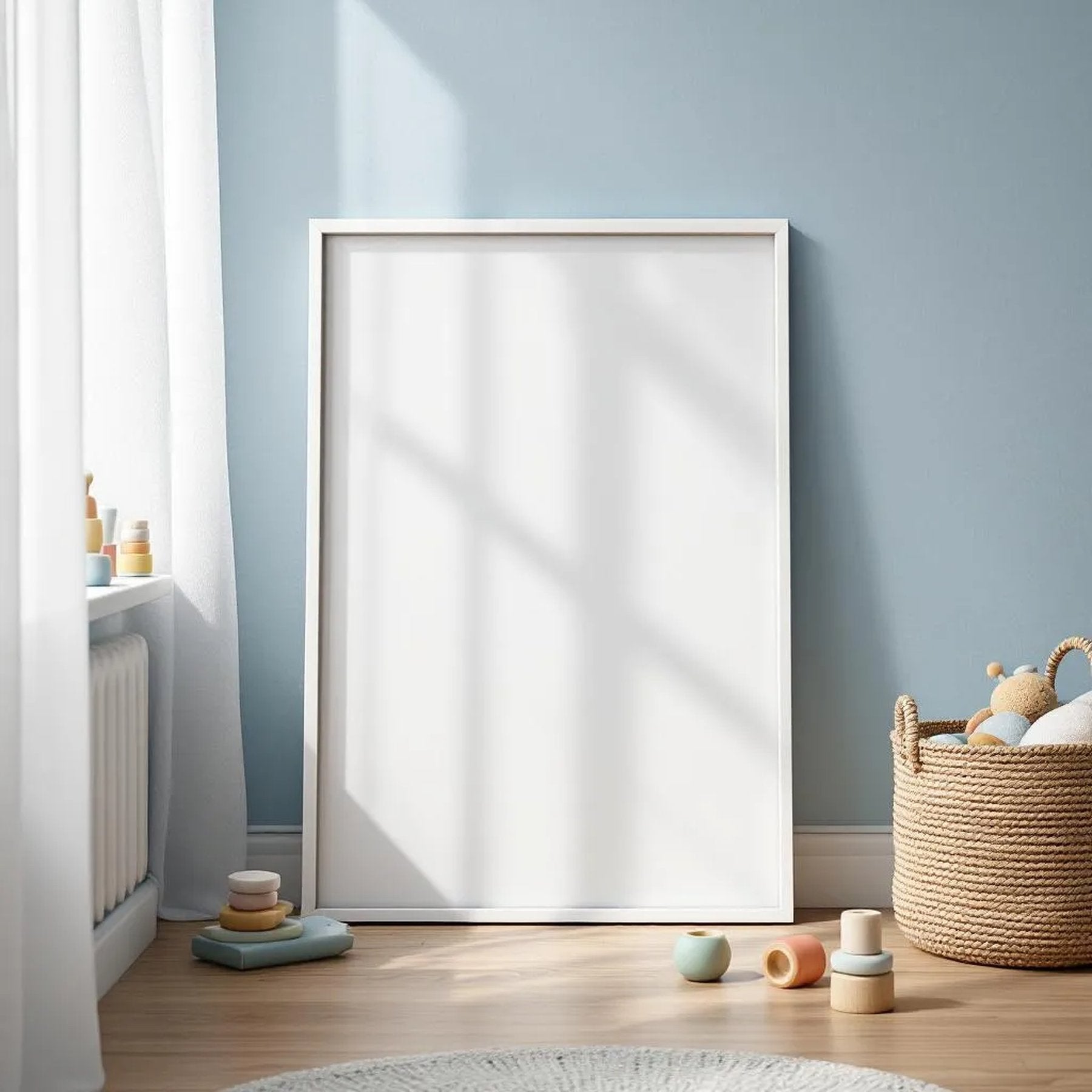 Nursery Professional Frame Mockup — Plain Square Frame Portrait 2:3 — Perspective View — #05265 | MockupBulk