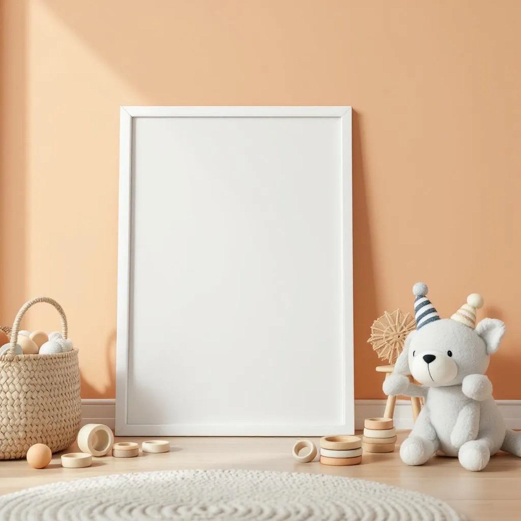 Nursery Professional Frame Mockup — Plain Square Frame Portrait 2:3 — Perspective View — #05266 | MockupBulk