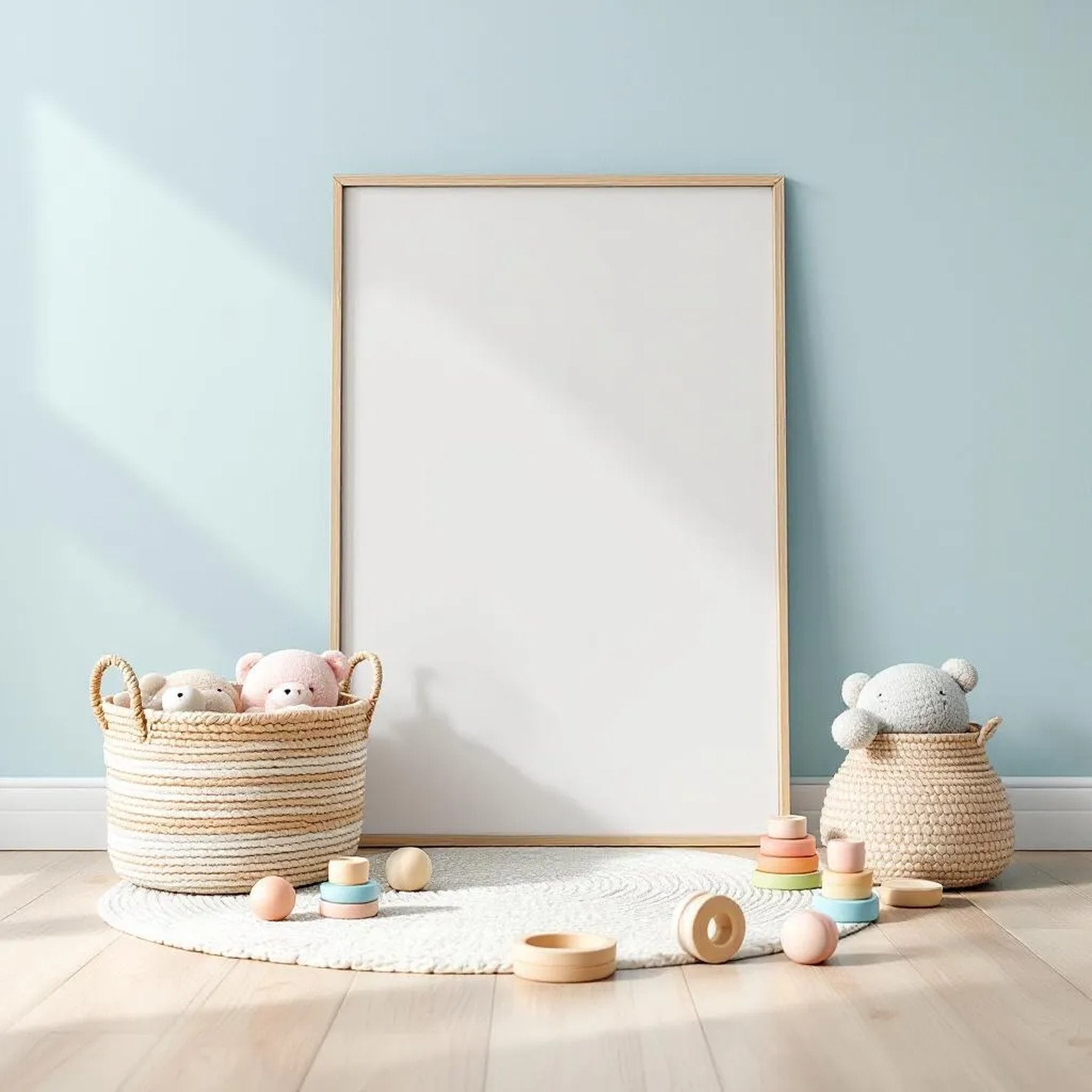 Nursery Styled Room Mockup — Plain Square Frame Portrait 2:3 — Perspective View — #05278 | MockupBulk