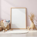 Nursery Professional Frame Mockup — Plain Square Frame Landscape 3:4 — Perspective View — #05280 | MockupBulk