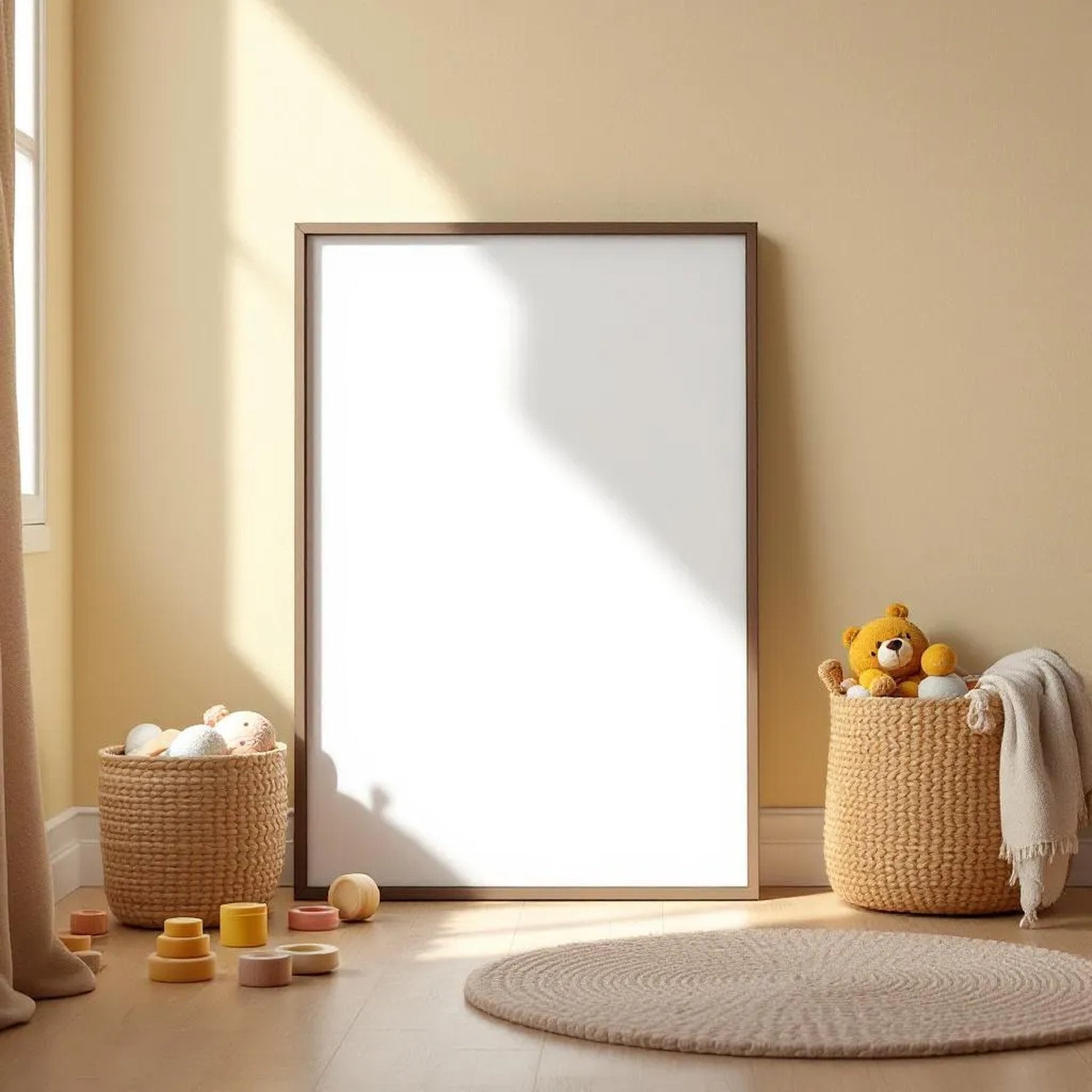 Nursery Styled Room Mockup — Plain Square Frame Portrait 2:3 — Perspective View — #05284 | MockupBulk