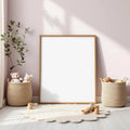 Nursery Professional Frame Mockup — Plain Square Frame Portrait 2:3 — Perspective View — #05285 | MockupBulk