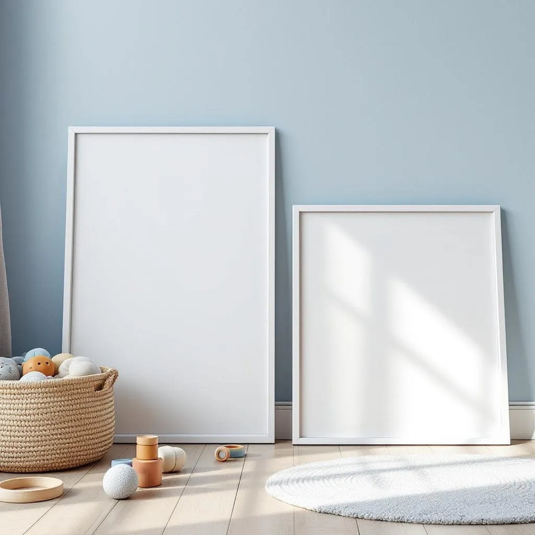 Nursery Premium Interior Mockup — Plain Square Frame Portrait 2:3 — Perspective View — #05291 | MockupBulk