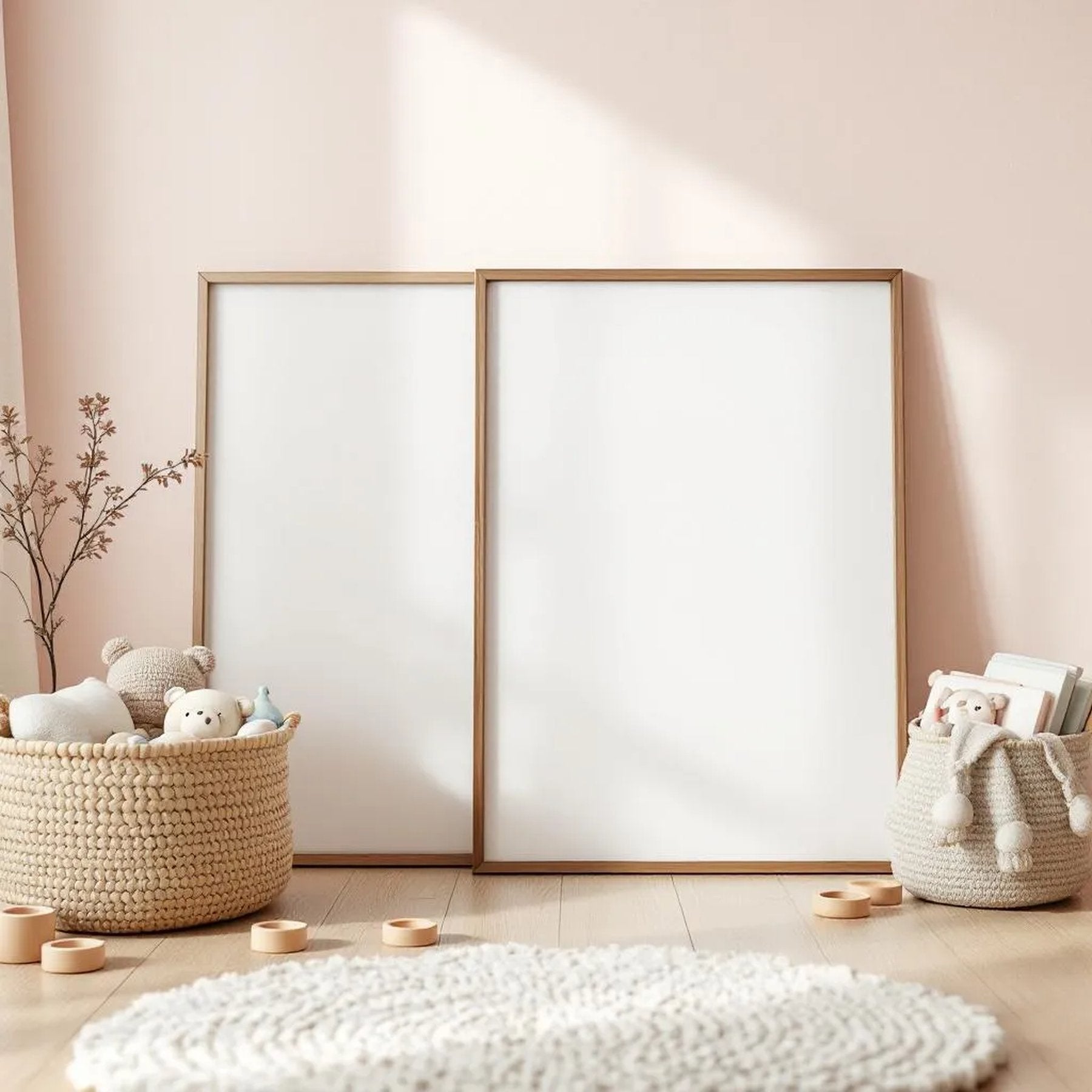 Nursery Frame Display Mockup — Plain Square Frame Portrait 5:7 — Perspective View — #05296 | MockupBulk