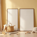Nursery Interior Frame Mockup — Plain Square Frame Portrait 2:3 — Perspective View — #05297 | MockupBulk