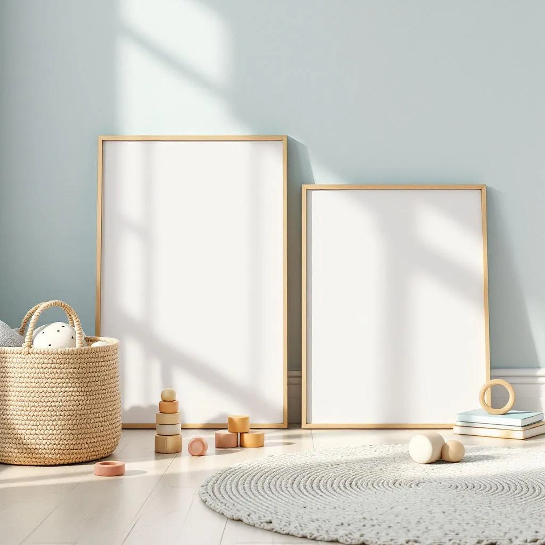 Nursery Professional Frame Mockup — Plain Square Frame Portrait 2:3 — Perspective View — #05302 | MockupBulk